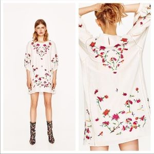 Ecru Zara embroidered mini dress/tunic sz XS